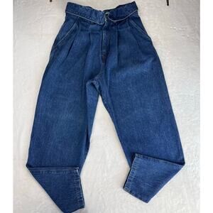 Venezia Vintage High Waisted Blue Jeans Tapered Leg Pleated Size 14 30X28